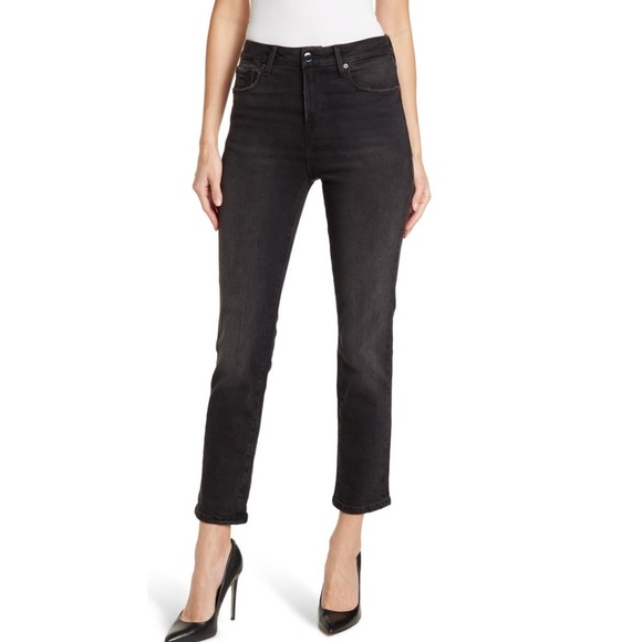 Good American Good Classic High Waist Straight Leg Black Jeans Size 4 NWT - Picture 1 of 11